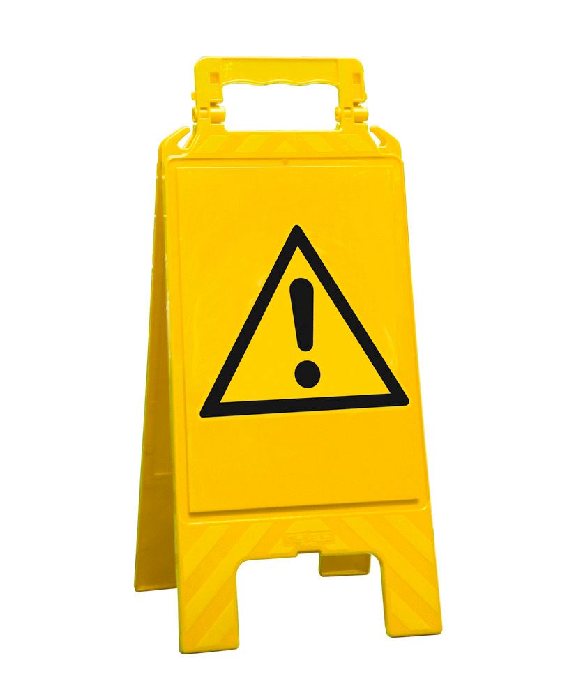 Chevalet d'avertissement jaune, plastique, signalisation zone de danger,  symbole point d'exclamation