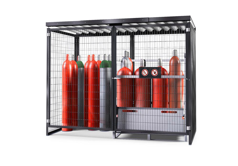 Box de stockage de bouteilles de gaz en acier galvanisé avec base