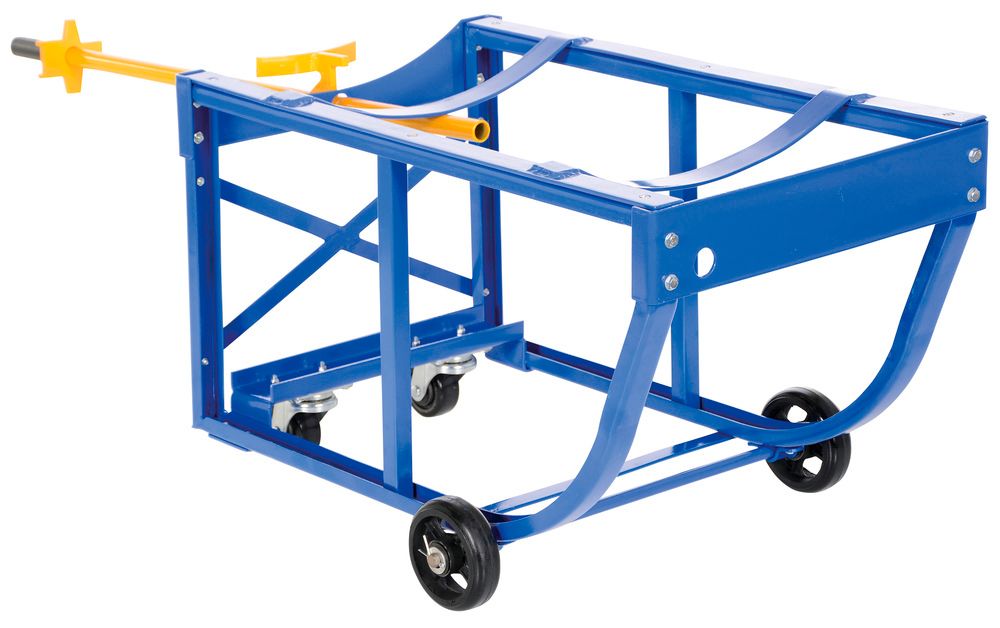 Rotating Drum Cart - Poly - 800 lbs Capacity - Steel Construction - Blue