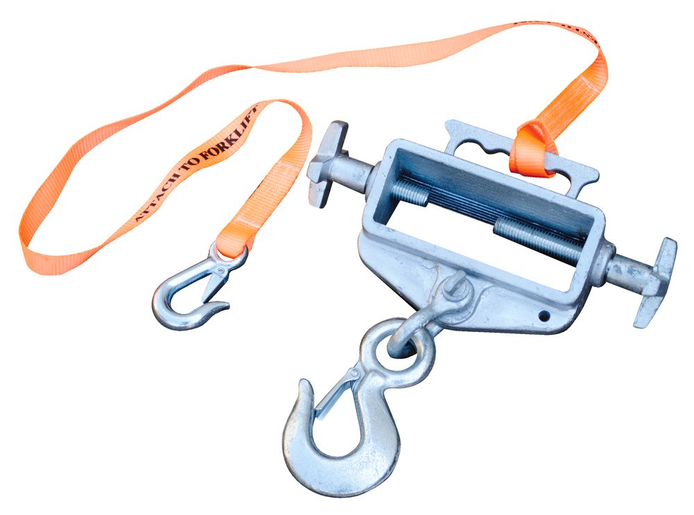 Hoisting Hook - Single Fork - Rigid Latch - Zinc Plated Silver - Shackle  Included - Easy to Attach