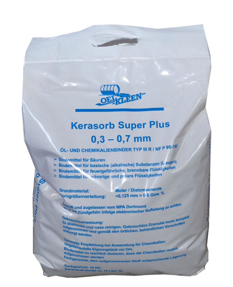 Granulat Kerasorb Super Plus, Öl- und Chemikalienbinder, chemisch inert,  feine Körnung, 10 kg Sack