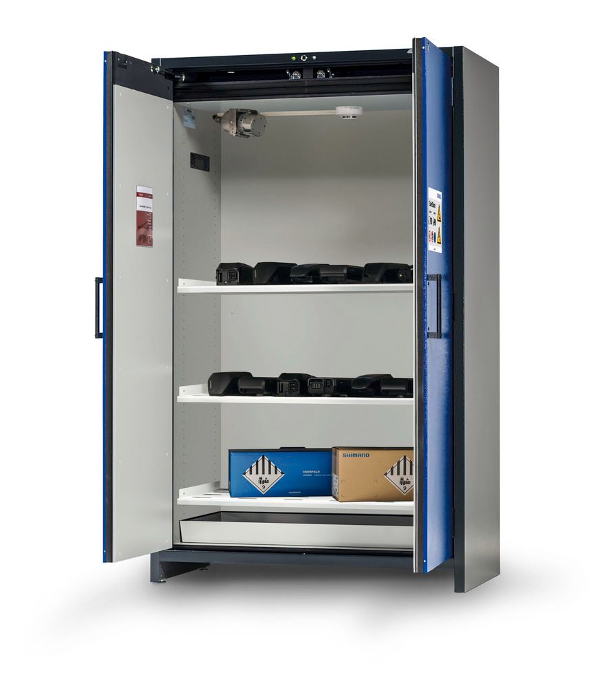batteriskab SafeStore-Pro til opbevaring af lithium-ion-batterier, 3 hylder, B mm