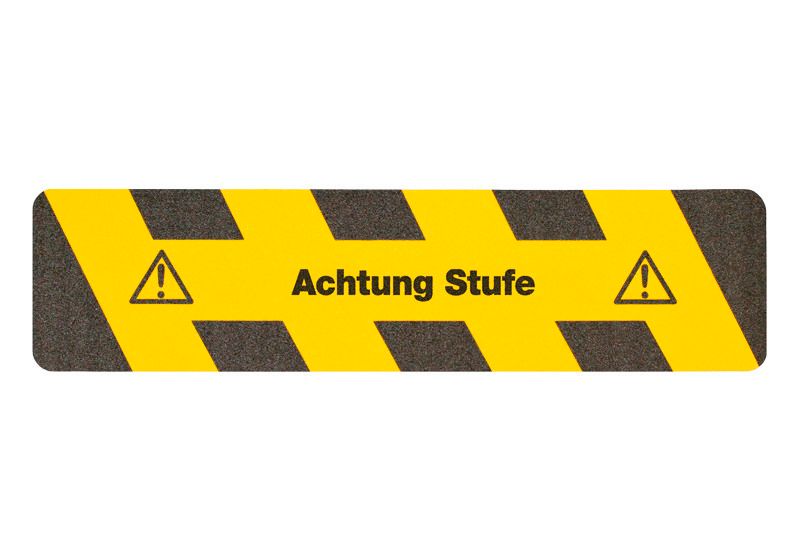 m2-Antirutschbelag™, Warnmarkierung, schwarz/gelb, Achtung Stolpergefahr,  Streifen 150 x 610 mm