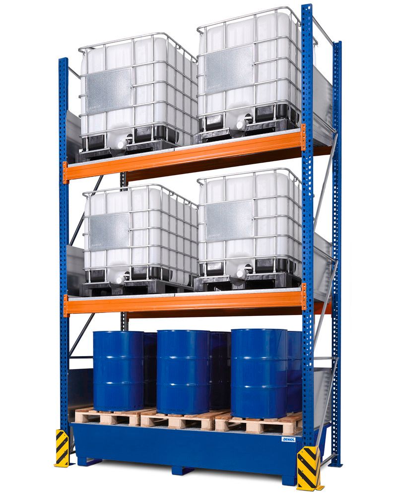 IBC Tote Storage Rack & Spill Containment Pallet Combination - 6 IBC Totes  - 3 Tiers