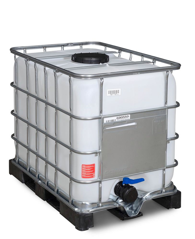 IBC Container, UV-Schutz, PE-Palette, 1000 Liter, Öffnung NW150, Auslauf  NW50
