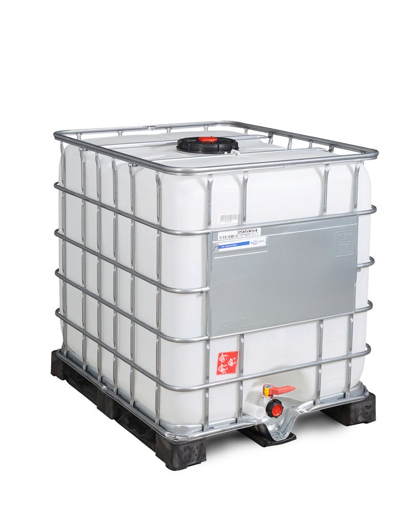 Behandeling Confronteren idioom IBC container, PE pallet, 1000 liter, opening NW225, uitloop NW50