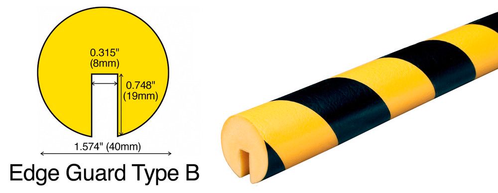 Protective Bumper Guards - Style B - Black/Yellow - Polyurethane Foam - 39  3/8 in long