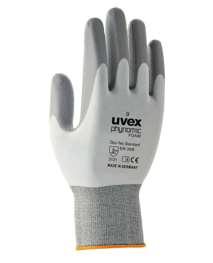 Handsker beskyt. mod mekaniske uvex phynomic M1 FOAM,kat II,hvid/grå,str7,stk./pakke=10par