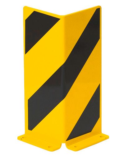 Anfahrschutz-Winkel 400, kunststoffbeschichtet, gelb mit schwarzen  Streifen, 400 x 160 mm