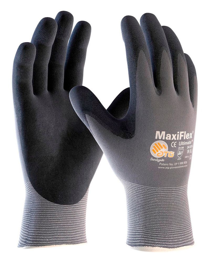 34-874-L Maxiflex Knit Glove Gray Foam Nitrile Ctd Palm