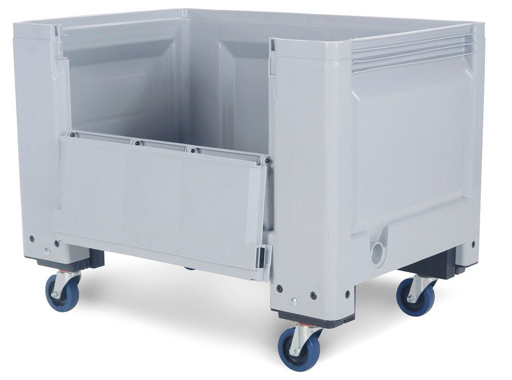 Universalbox aus Kunststoff (PE), grau, abschließbar, mit Rollen, 104 Liter  Volumen