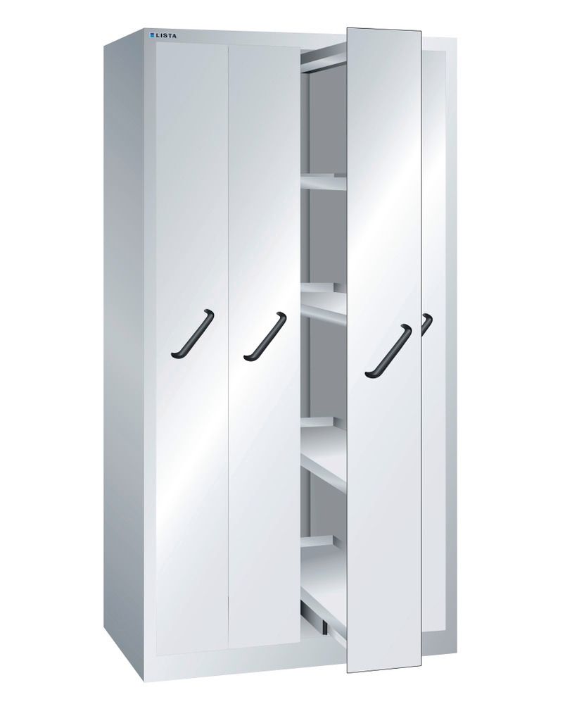 Armadio Lista con cassetti verticali, L 1000 mm, 4 cassetti con ripiani  regolabili, grigio chiaro