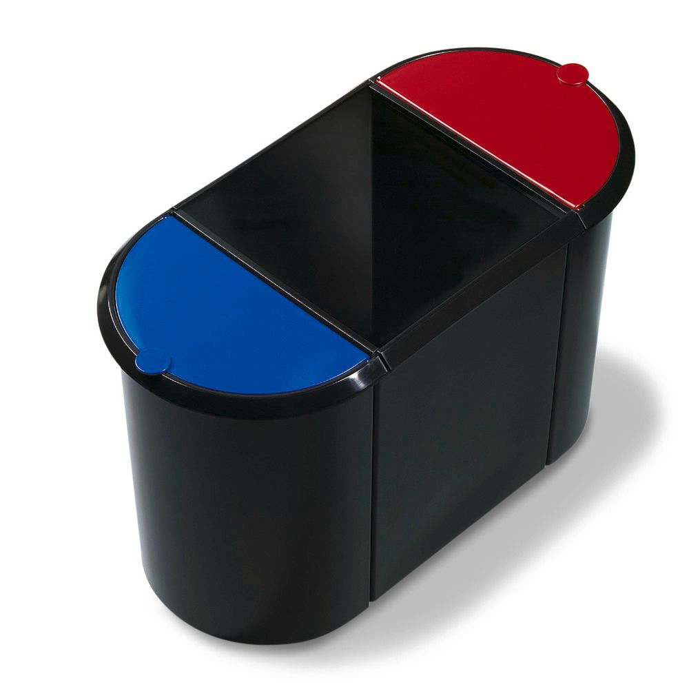 Corbeille Trio, avec compartiment principal et bac latéral, 38 litres,  noir/rouge/vert