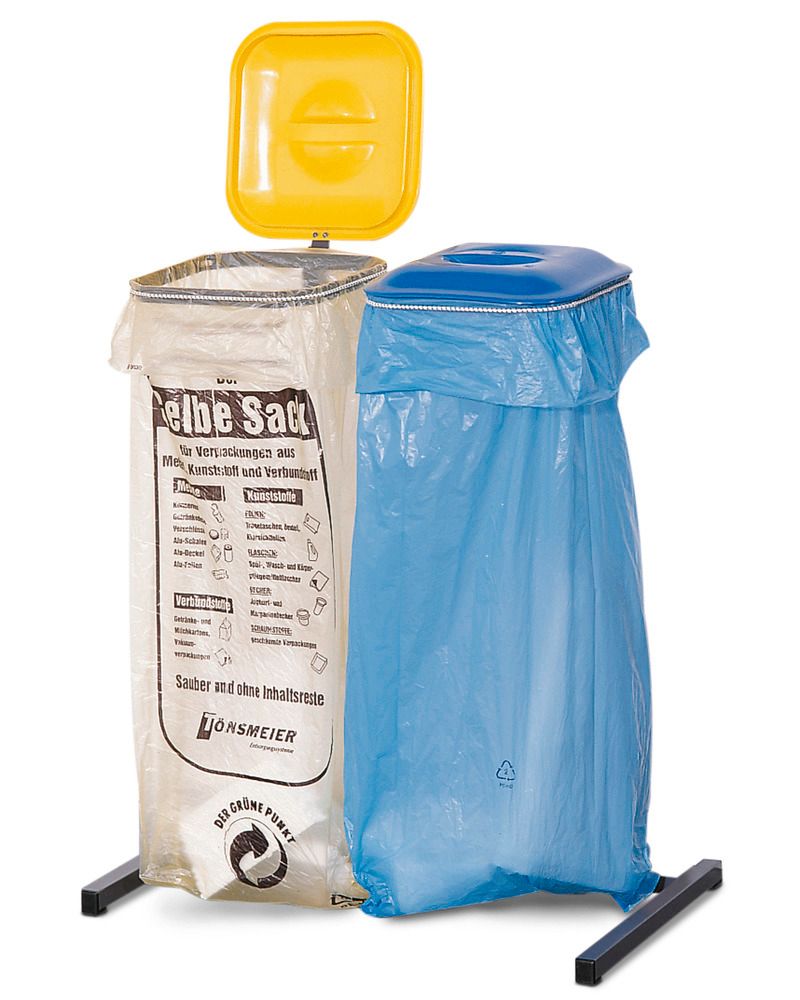 KADAX Support pour tri des ordures, support de sac poubelle robuste avec  couvercle en plastique, porte-sacs poubelles, porte-sacs poubelle (double  v2)