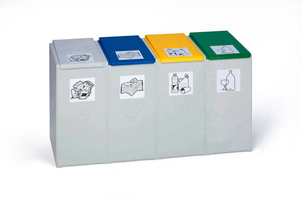 Sistema modulare per materiali riciclabili, elemento quadruplo (senza  coperchio), volume 40 litri