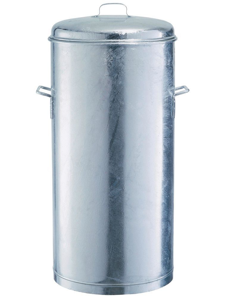 Cubo de basura de chapa de acero, volumen 100 litros, galvanizado