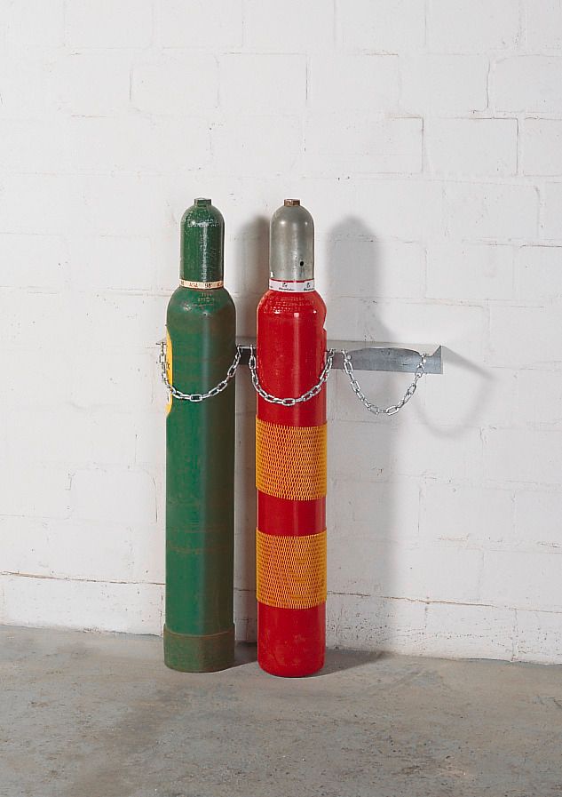 Support pour bouteilles de gaz en acier, pour 2 bouteille de gaz de Ø max  230 mm, fixation murale