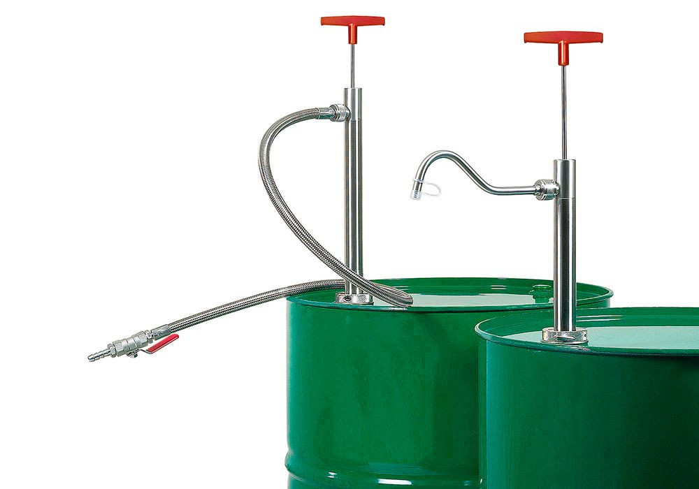 Pompe manuelle vide-fûts/jerrycans à siphon – eurokraft basic: pour huiles  légères, solvants, acides