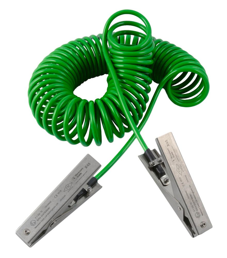 Câble spiralé, avec 2 pinces en inox Medium Duty 120 mm, 5 m long