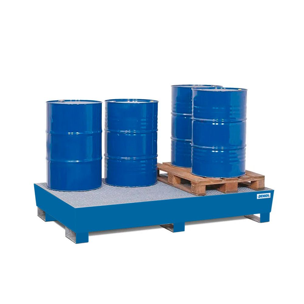 Spill Containment Pallet - 6 Drum Capacity - Removable Grating - Forklift  Access - Painted Steel