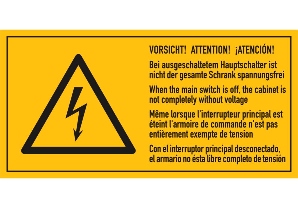Warnschild Kombi Gefährliche, elektrische Spannung, Folie, SK, 100 x 50  mm, VE = 20 St.