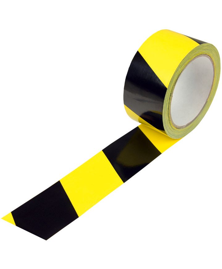 Ruban de marquage, ruban jaune / noir, 50 mm de large x 66 mètres