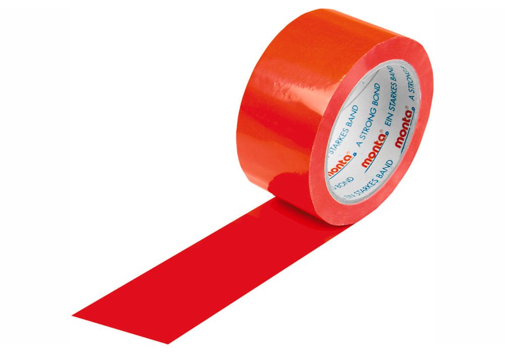 Ruban adhésif monta® 250 en PVC, rouge, 50 mm de large x 66 m de