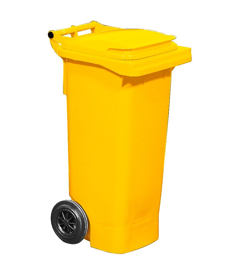 Tarief Analytisch Belichamen Verrijdbare grote afvalbak, inhoud 80 liter, geel