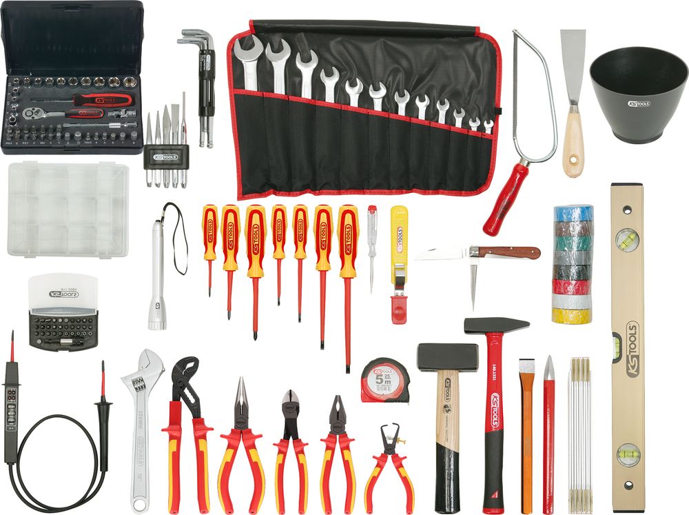 KS Tools electrician's tool box, Premium, 1000 V, 132 pieces, nylon bag