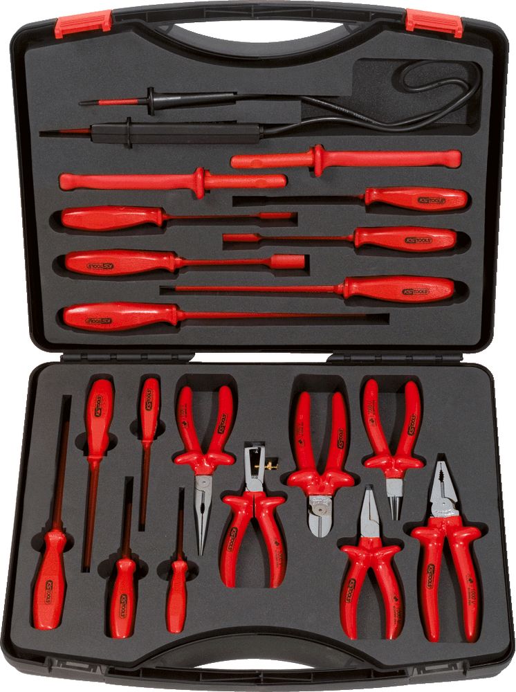 KS Tools electrician's tool box, 1000 V, 20 pieces, plastic case, dip