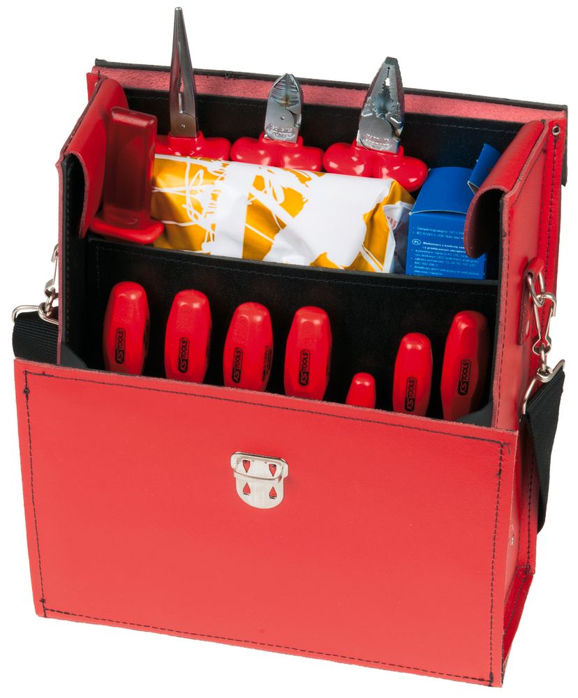 KS Tools electrician's tool box, 1000 V, 14 pieces, cowhide case, dip  insulation