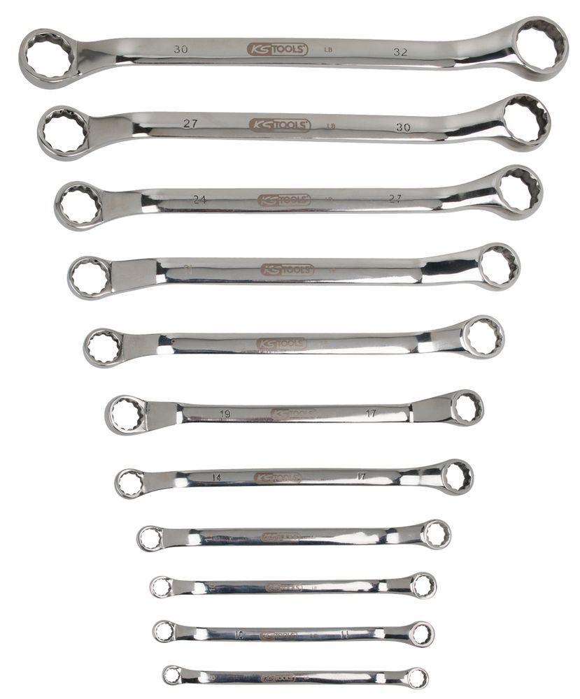 KS Tools double box spanner, stainless steel, 11 pieces, offset, rustproof  and acid-proof