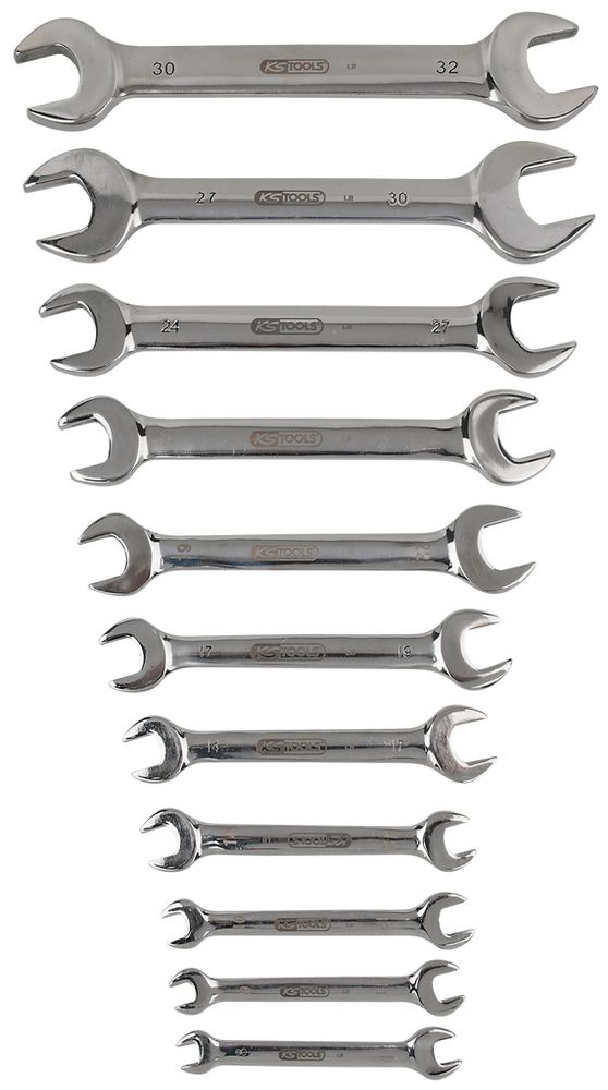 KS Tools double open-end wrench set, stainless steel, 11 pieces, angled  rustproof and acid-proof