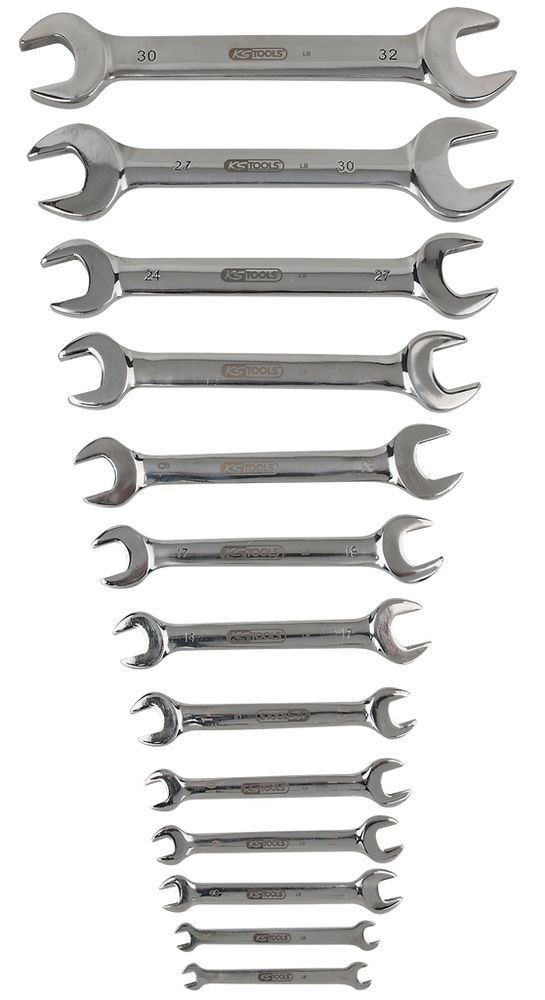 KS Tools Doppel-Ringschlüssel, Edelstahl, 11-teilig, gekröpft