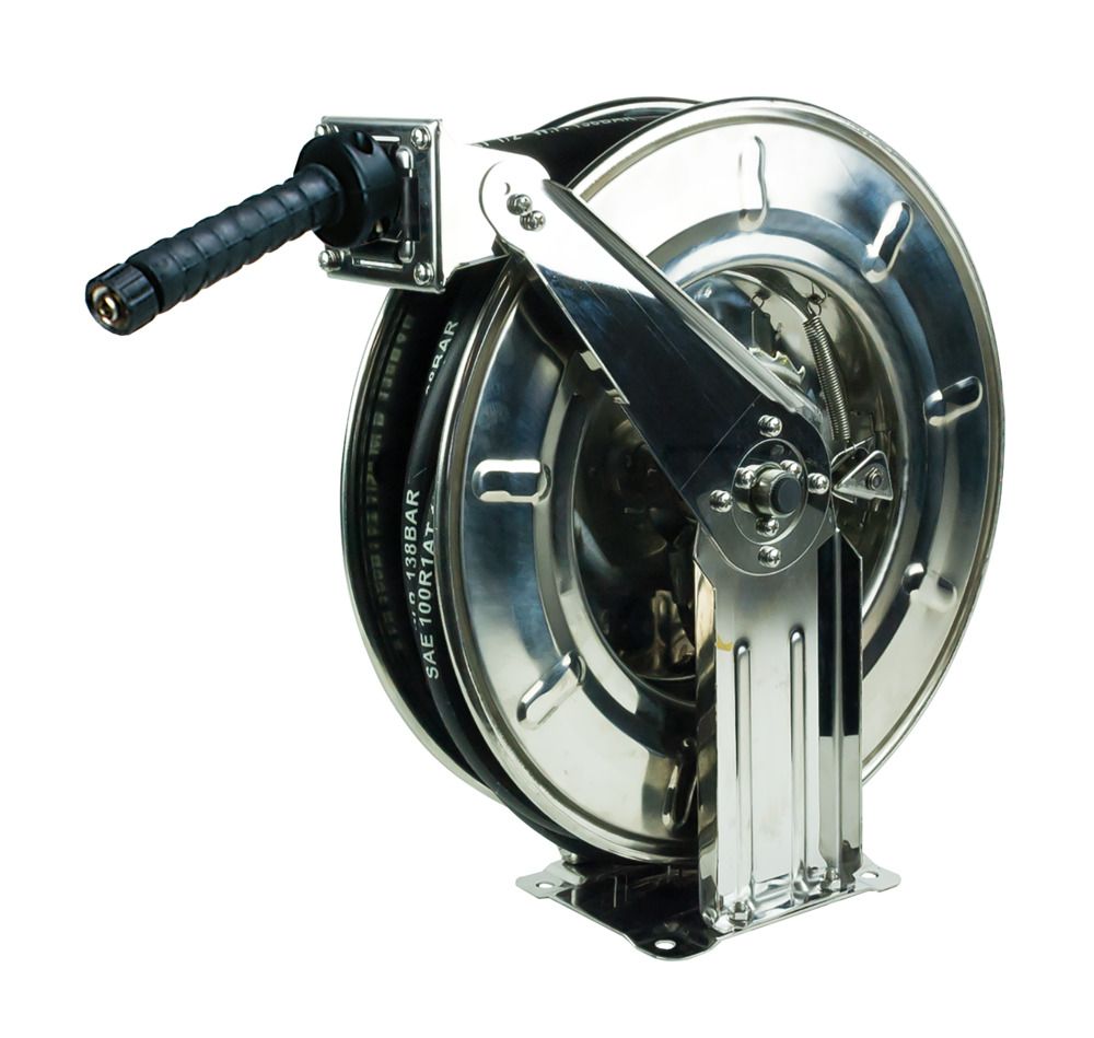 Automatic Hose Reel, For High Pressure, in Stainless Steel, Hose Length 20 M, DN 08