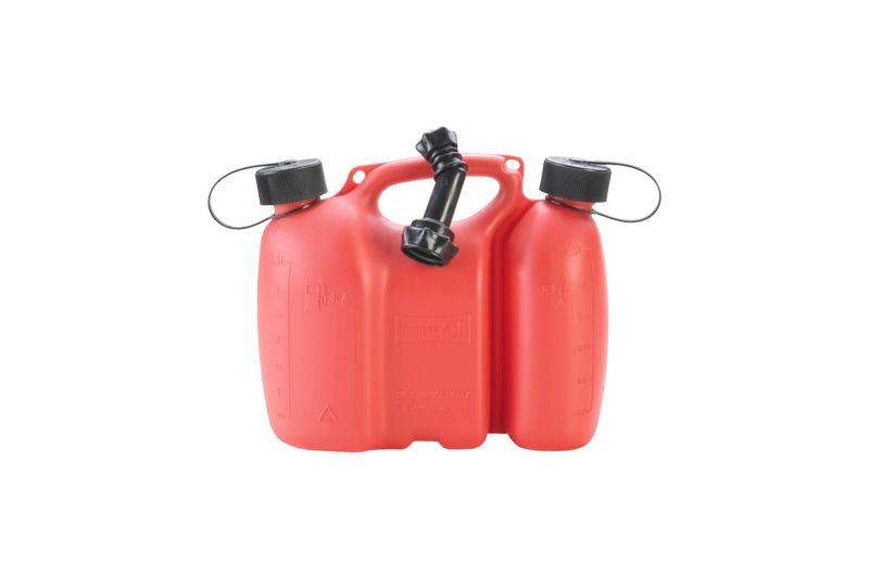 Doppelkanister für Kraftstoff, integrierter Ölbehälter, 3 + 1,5 l