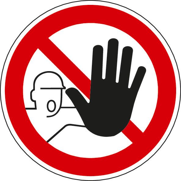 Señal de prohibición Prohibido el paso a personal no autorizado, etiqueta  adhesiva, 100 mm, 20 uds