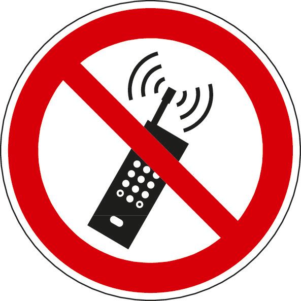 Planche A4 de stickers téléphone portable interdit autocollant adhésif -  B18