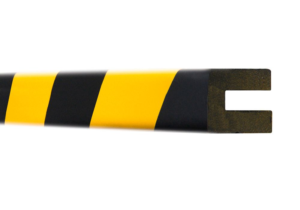 Anfahrschutz-Winkel 1200, kunststoffbeschichtet, gelb mit schwarzen  Streifen, 1200 x 160 mm