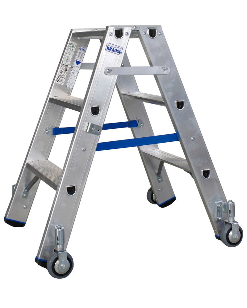Europa Verkeerd Memo Aluminium dubbele ladder, 2x3 treden, verrijdbaar
