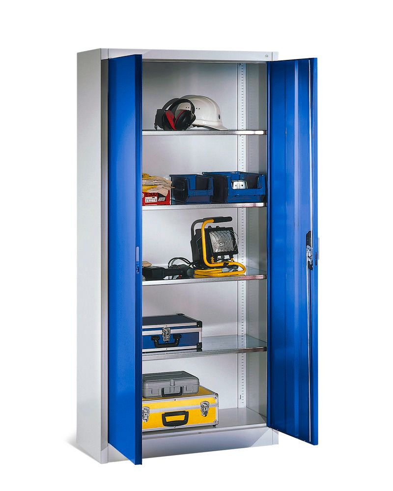 Armario para aparatos y productos de limpieza: anchura 1000 mm, puertas con  ventanilla / 1 caja-estantería
